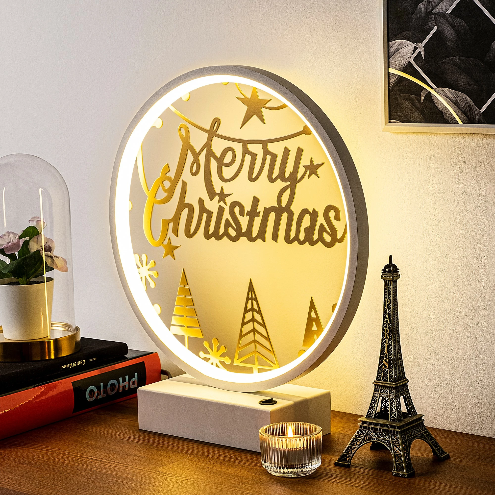 Llambë tavoline Opviq, XMAS12, e bardhë dhe e artë