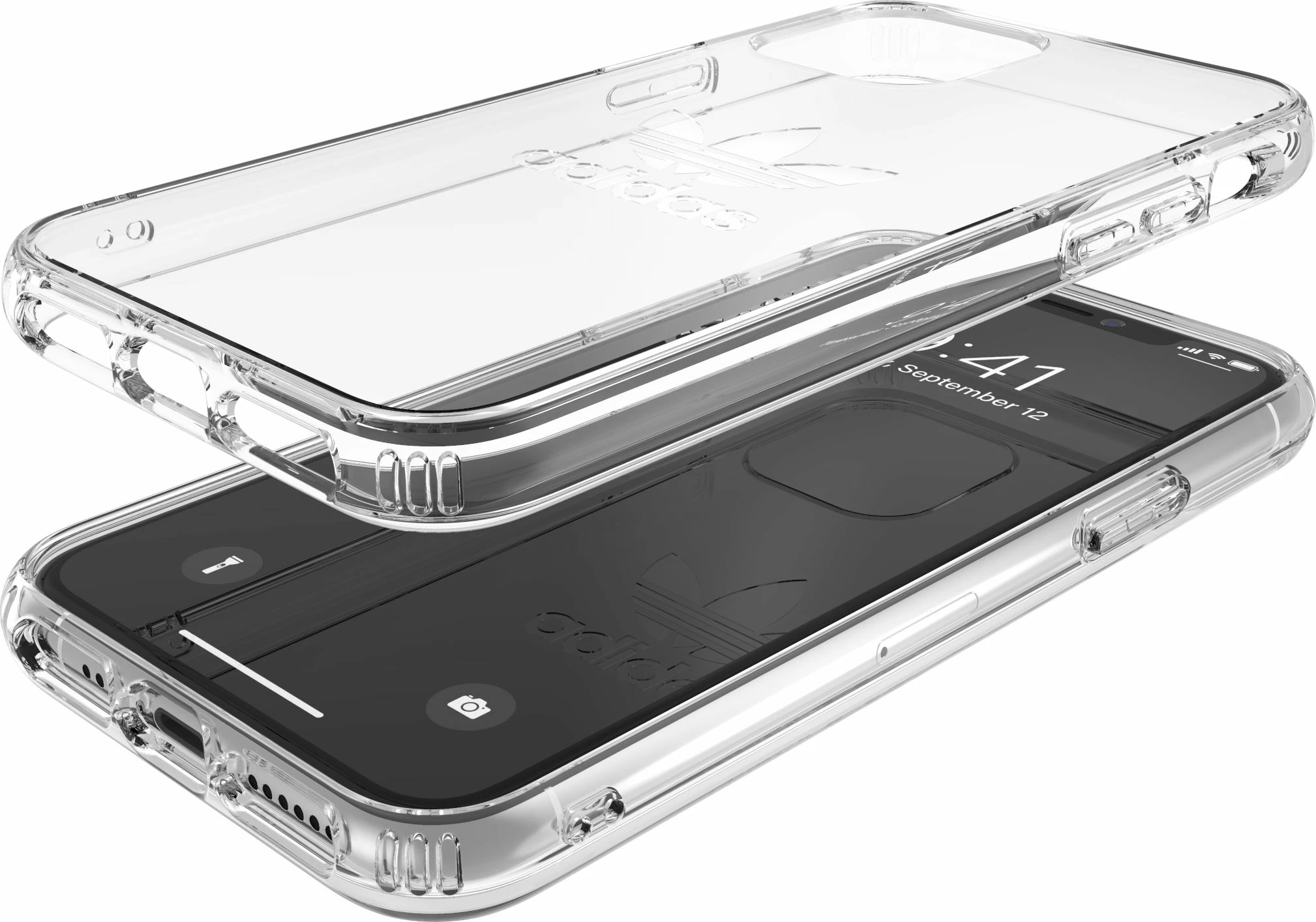 Mbështjellës Adidas Originals Protective Clear Case Big Logo FW19 për iPhone 11 Pro, transparent