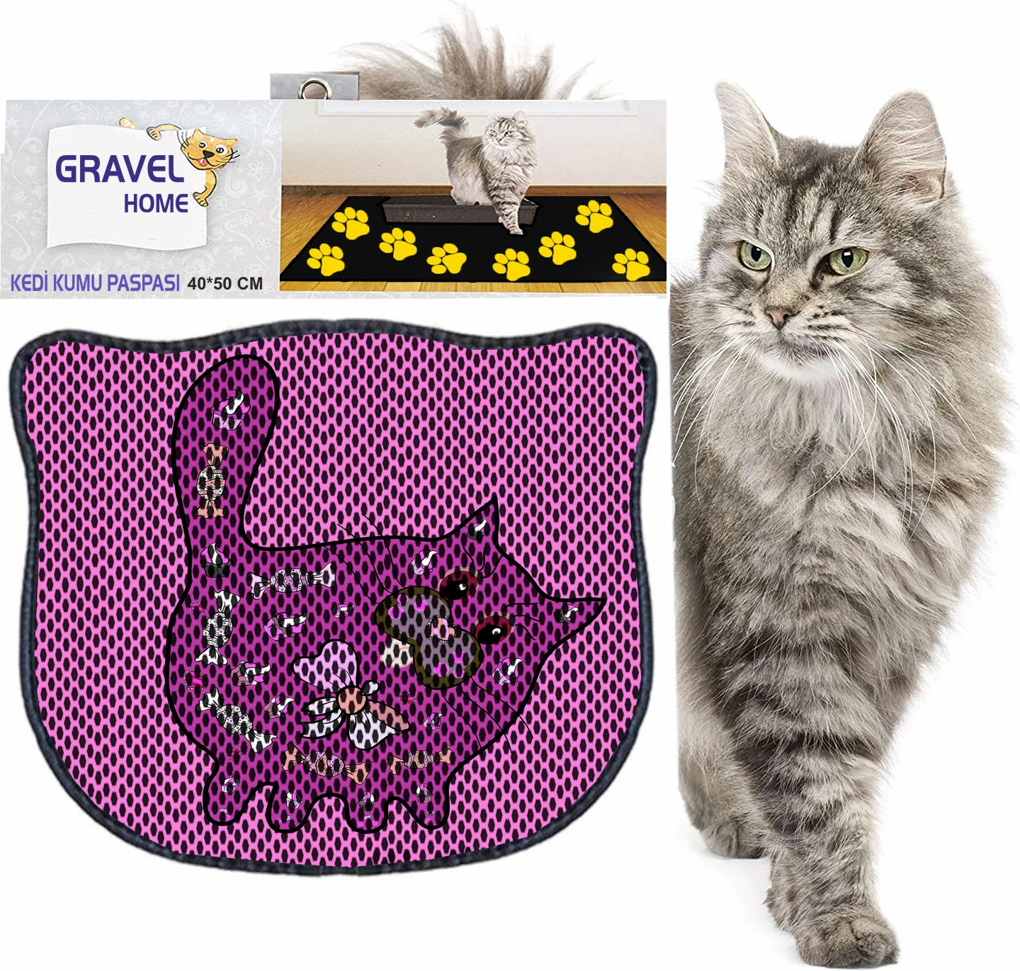 Tapet për rërë të maceve, shumëngjyrësh, Paws & Whiskers, Kdkafa0214, 40x50cm