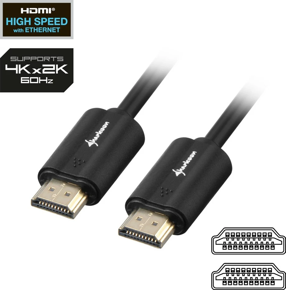 Kabllo HDMI Sharkoon 3m, 4K, version 2.0, e zezë