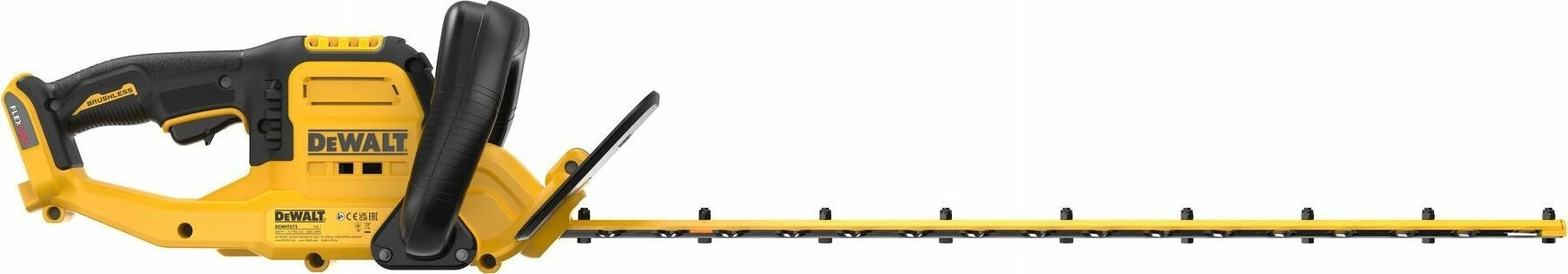 Gërshërë me bateri për gardh DeWalt DCMHT573X1 54V FlexVolt, teh 65cm, hapje dhëmbësh 31mm, 1x 9.0Ah + karikues, e verdhë/zezë