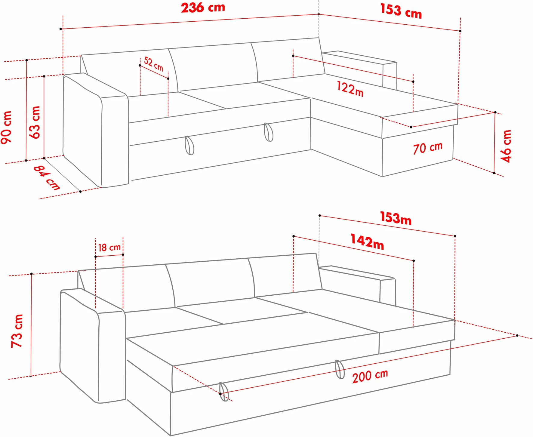 Kënd-sofë krevate Atelier del Sofa, ngjyrë gri e errët
