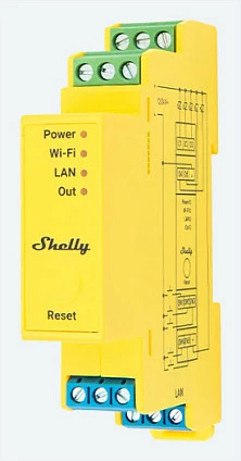 Relais smart Shelly Pro RGBWW PM, Wi-Fi/LAN/BT, plastik, verdhë
