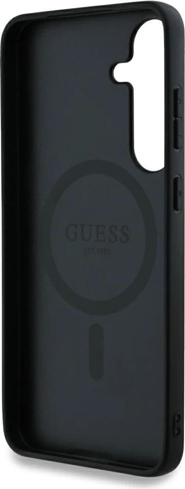Mbështjellës Guess 4G Round Patch Classic Logo MagSafe për Samsung Galaxy S25, Kafe