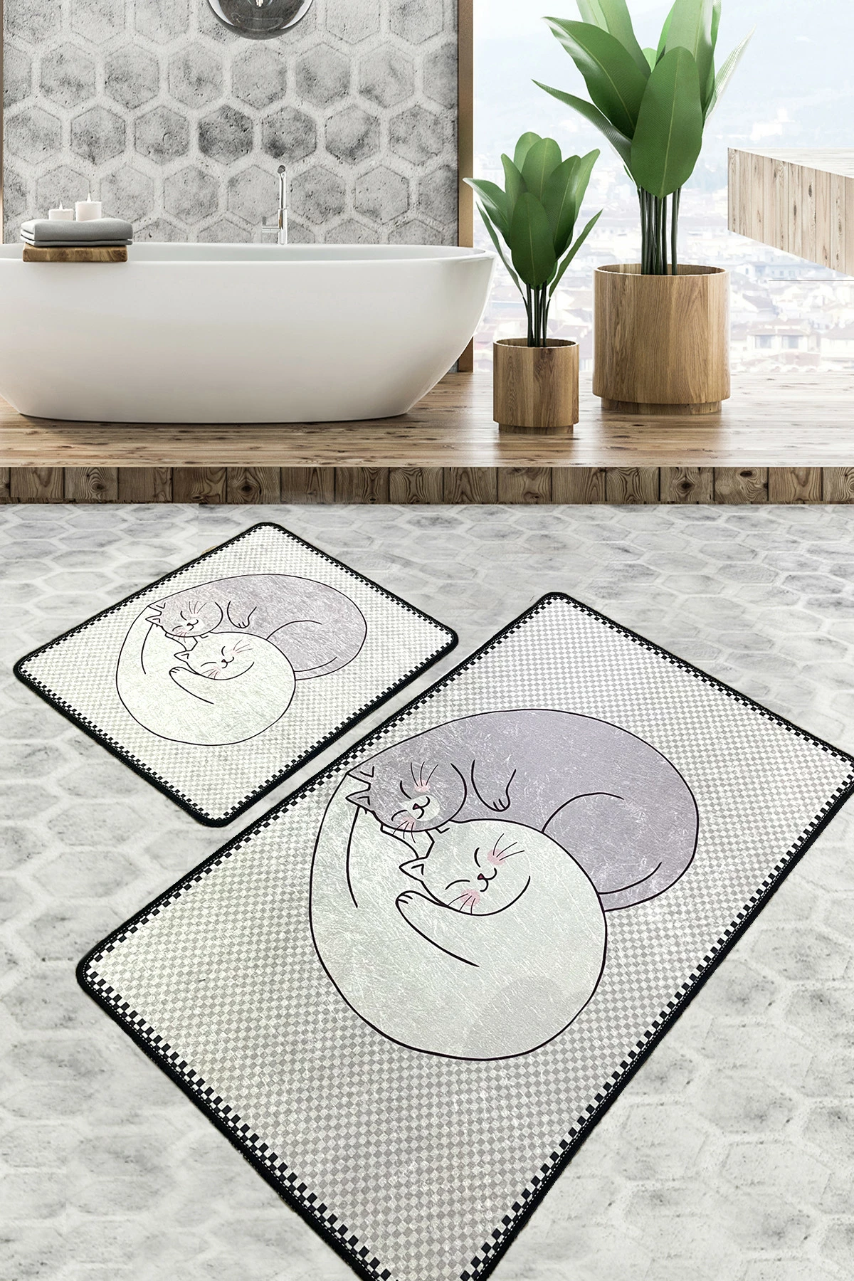 Set tapetash për banjo, dizajn mace, shumëngjyrëshe, Mijölnir, Katt (2 copë)