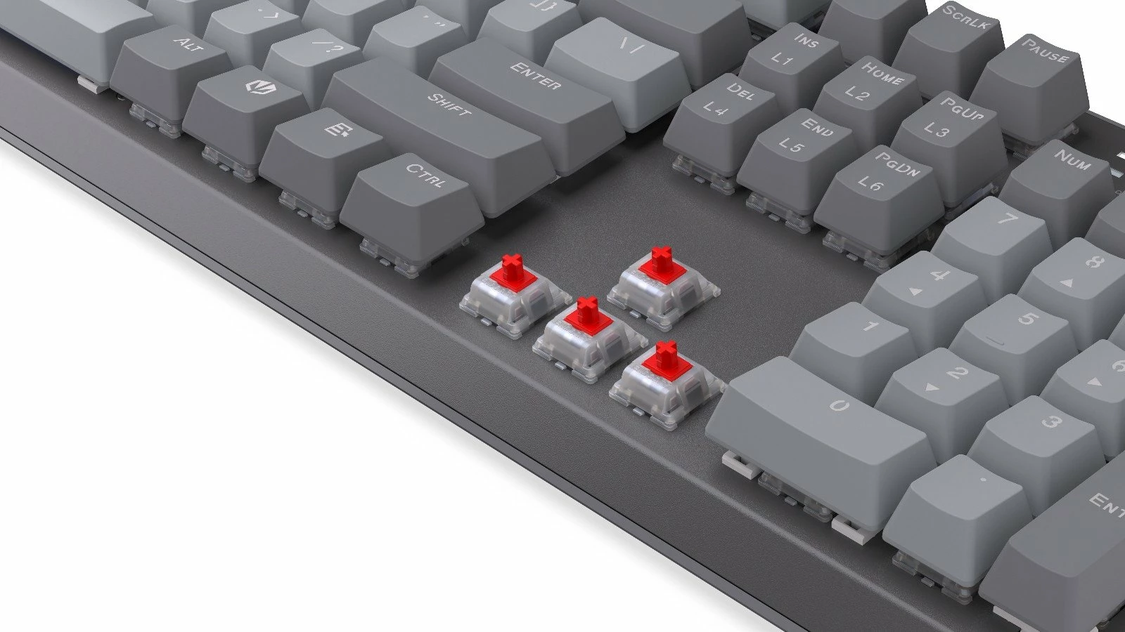 Tastierë mekanike Endorfy Thock V2 EY5A125, 100% full-size, RGB, US ANSI, switch ENDORFY Red, gri, set me 2 switch rezervë