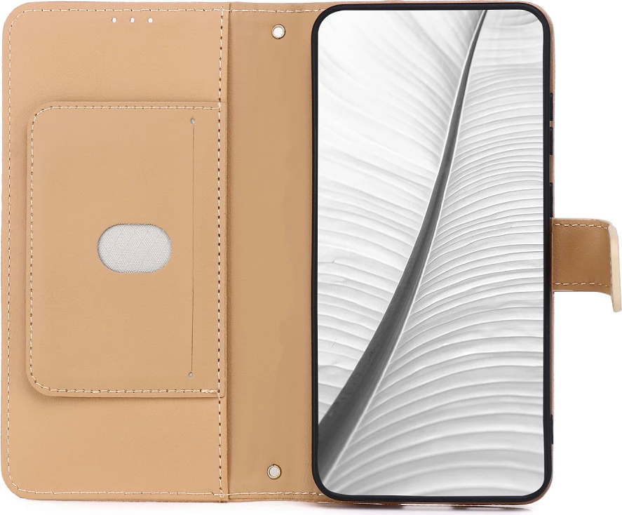 Mbështjellës ONASI Neo Wallet 24459 për Honor 400 Lite, flip cover wallet me stand, bezhë