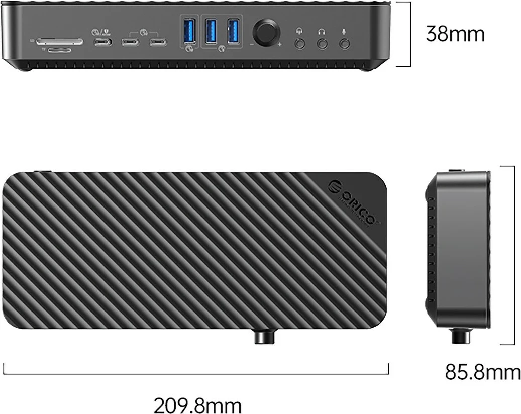 Stacion dokimi Orico USB-C DisplayLink, 10Gbps, 4x 4K@60Hz, PD 60W, i zi