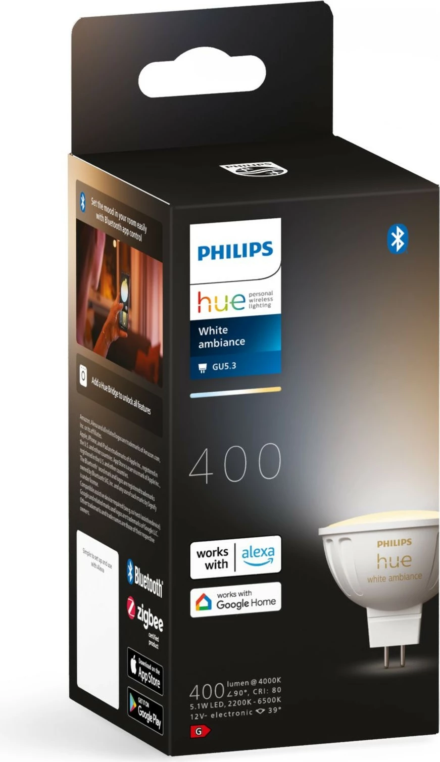 Dritë e mençur Philips Hue MR16, LED, GU5.3, Bardhë