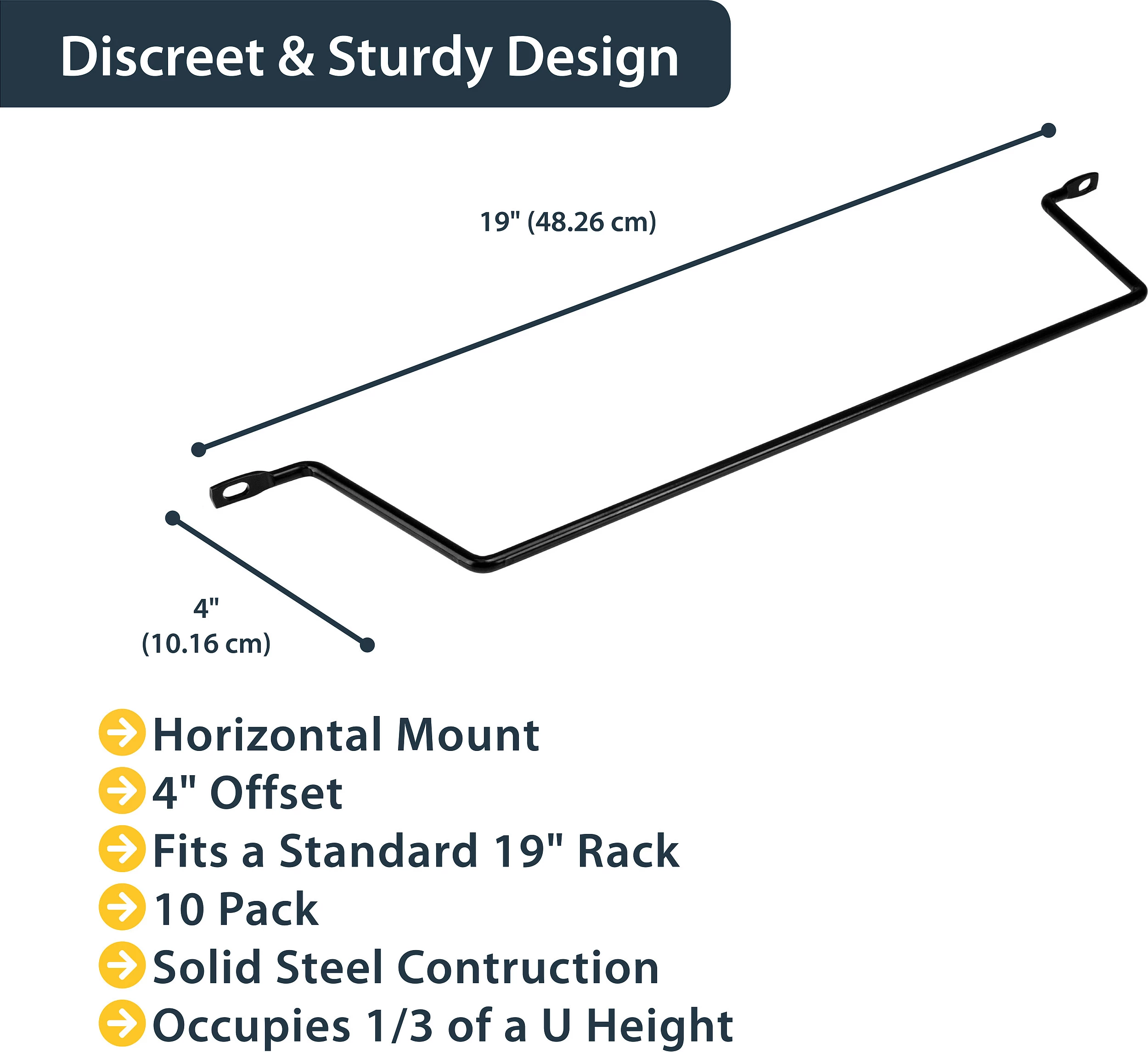 Shufër lidhëse kabllosh për rack StarTech CMLB104, 1U, offset 4", 10 copë, e zezë
