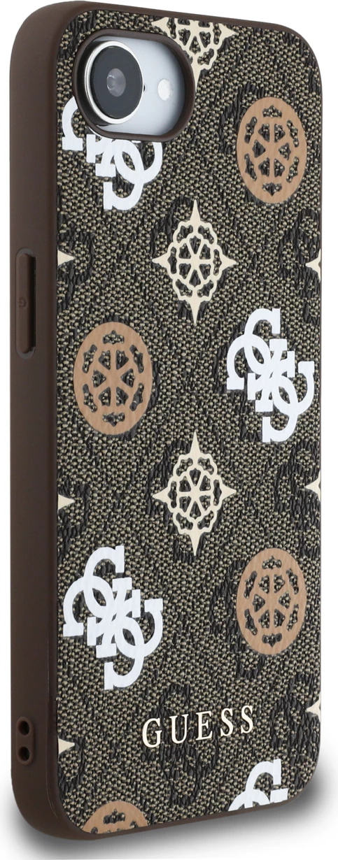 Mbështjellës Guess PU 4G Peony me MagSafe për iPhone 16e, Kafe
