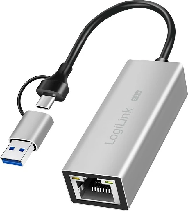 Adapter USB-A/USB-C për Ethernet 2.5G LogiLink UA0422, Gri