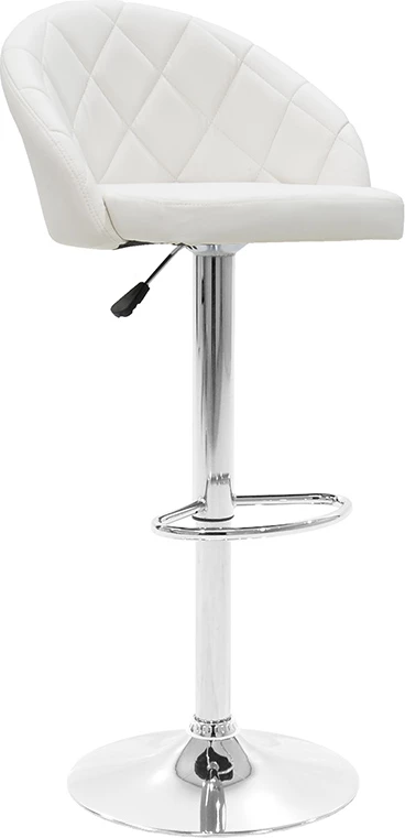 Karrige për bar Balina, lartësi e rregullueshme, lëkurë sintetike e bardhë, metal kromi, 52x53x109cm, set prej 2 copësh