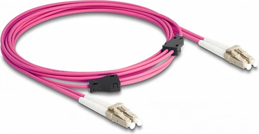 Kabllo fibër optike DeLOCK LC Duplex në LC Duplex, Multimode OM4, 3 m, vjollcë