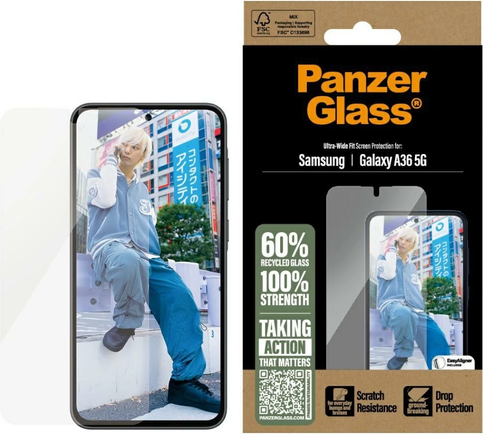 Xham mbrojtës PanzerGlass Ultra-Wide Fit për Samsung Galaxy A36 5G