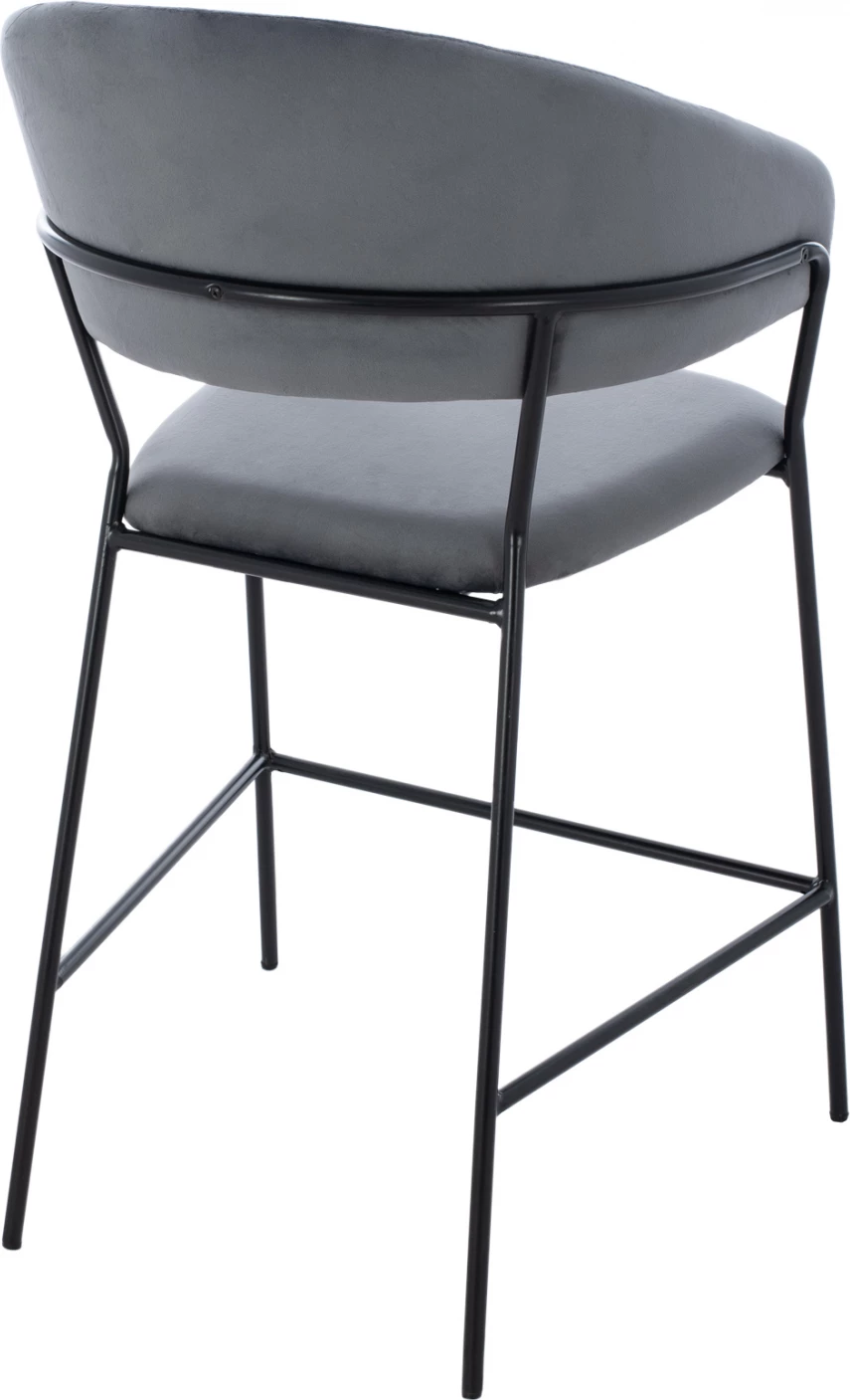 Karrige për bar, lartësi mesatare, ΗΜ8734.01, kadife gri me kornizë të zezë, 60x55x100 cm, set prej 2 copë