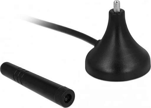 Antenë LTE DeLOCK SMA 1–2 dBi, omnidireksionale, bazë magnetike, kabllo 3 m, e zezë