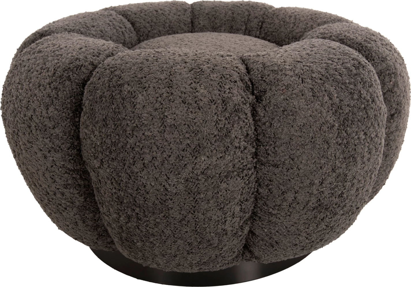 Karrige për bar KRIPP FH9602.01, gri boucle, bazë metalike e zezë, Φ60x31H cm