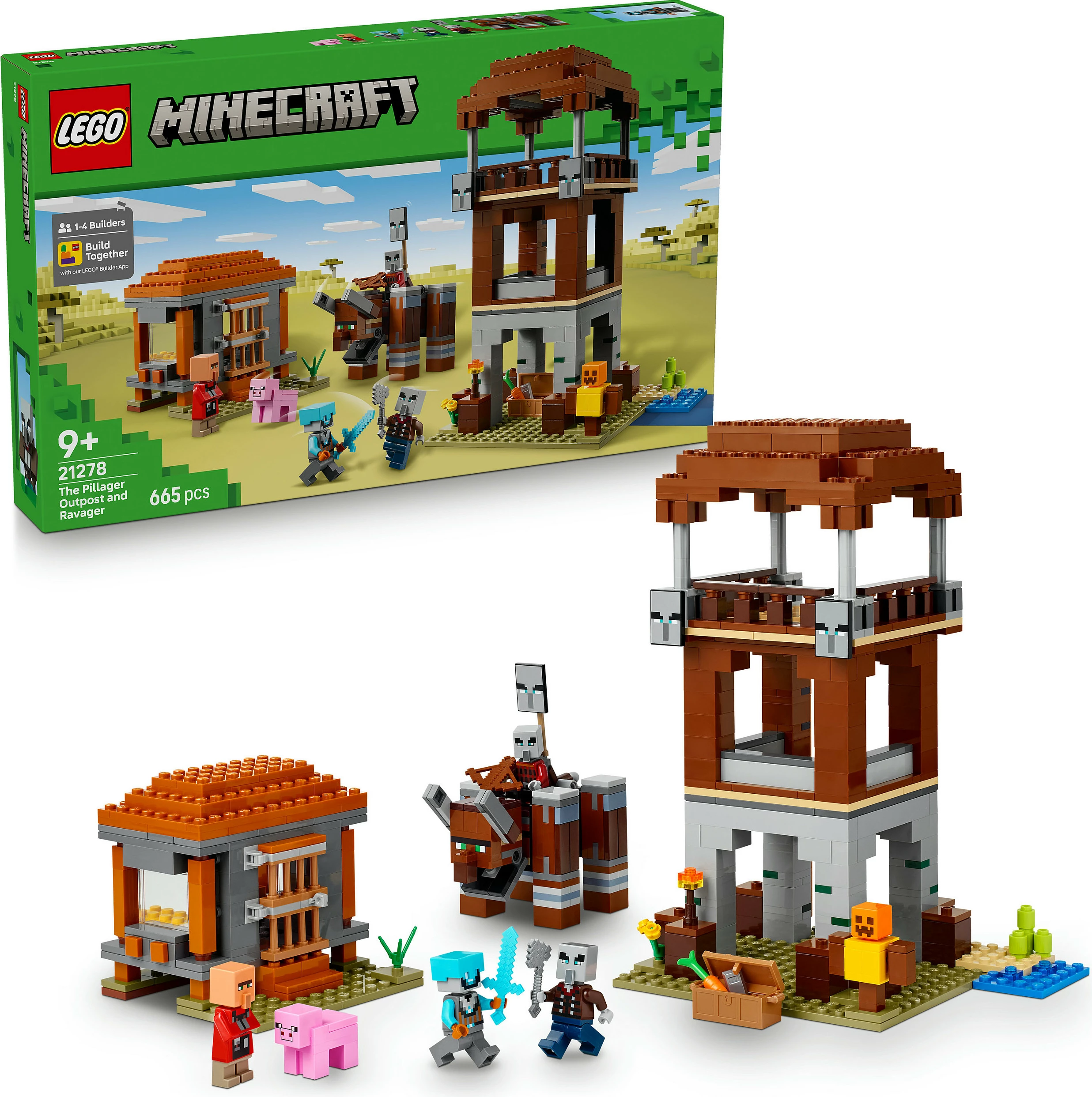 Set ndërtimi LEGO Minecraft The Pillager Outpost and Ravager 21278, 665 copë, shumëngjyrësh