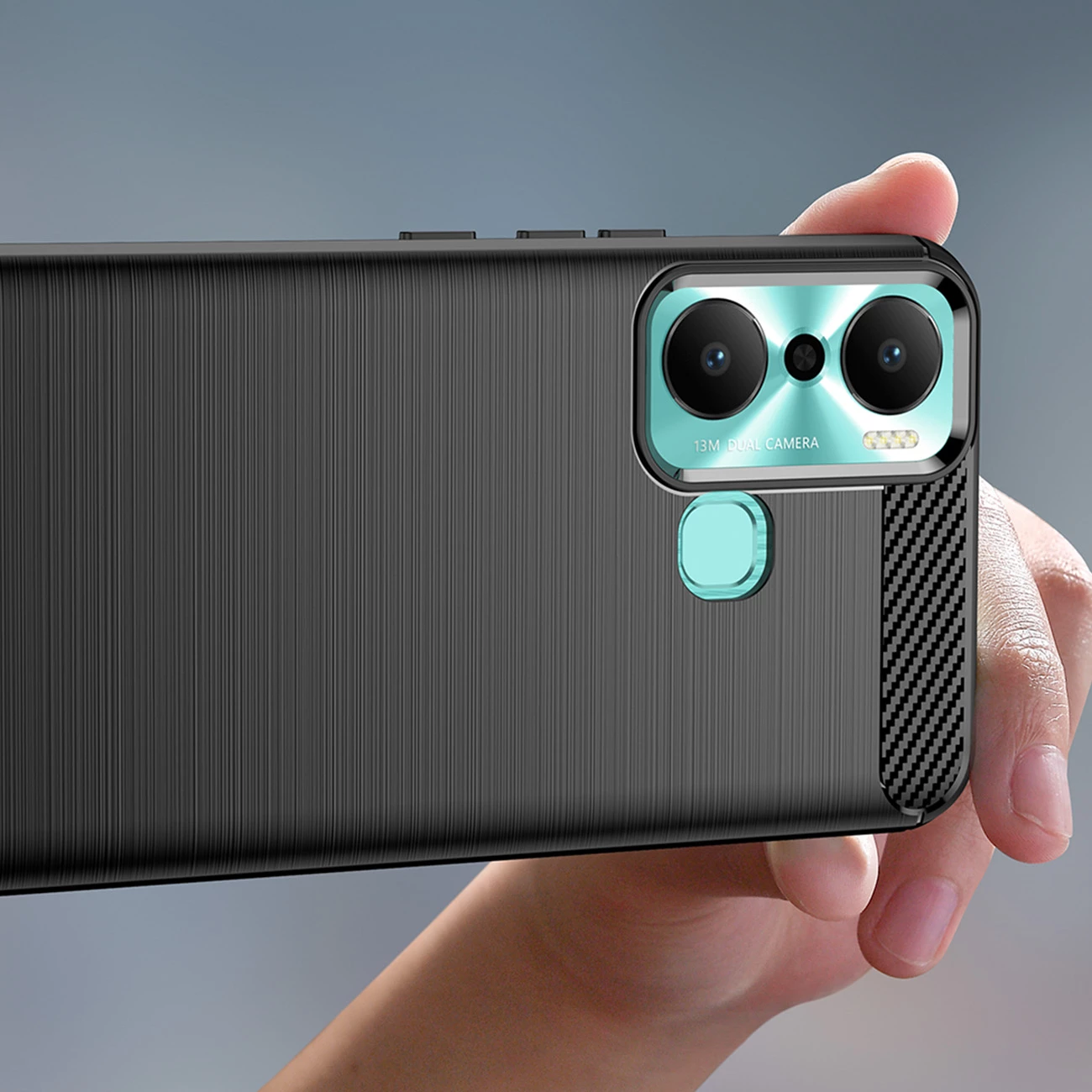 Mbështjellës Hurtel Carbon Case për Infinix Hot 20 Play, TPU, i zi