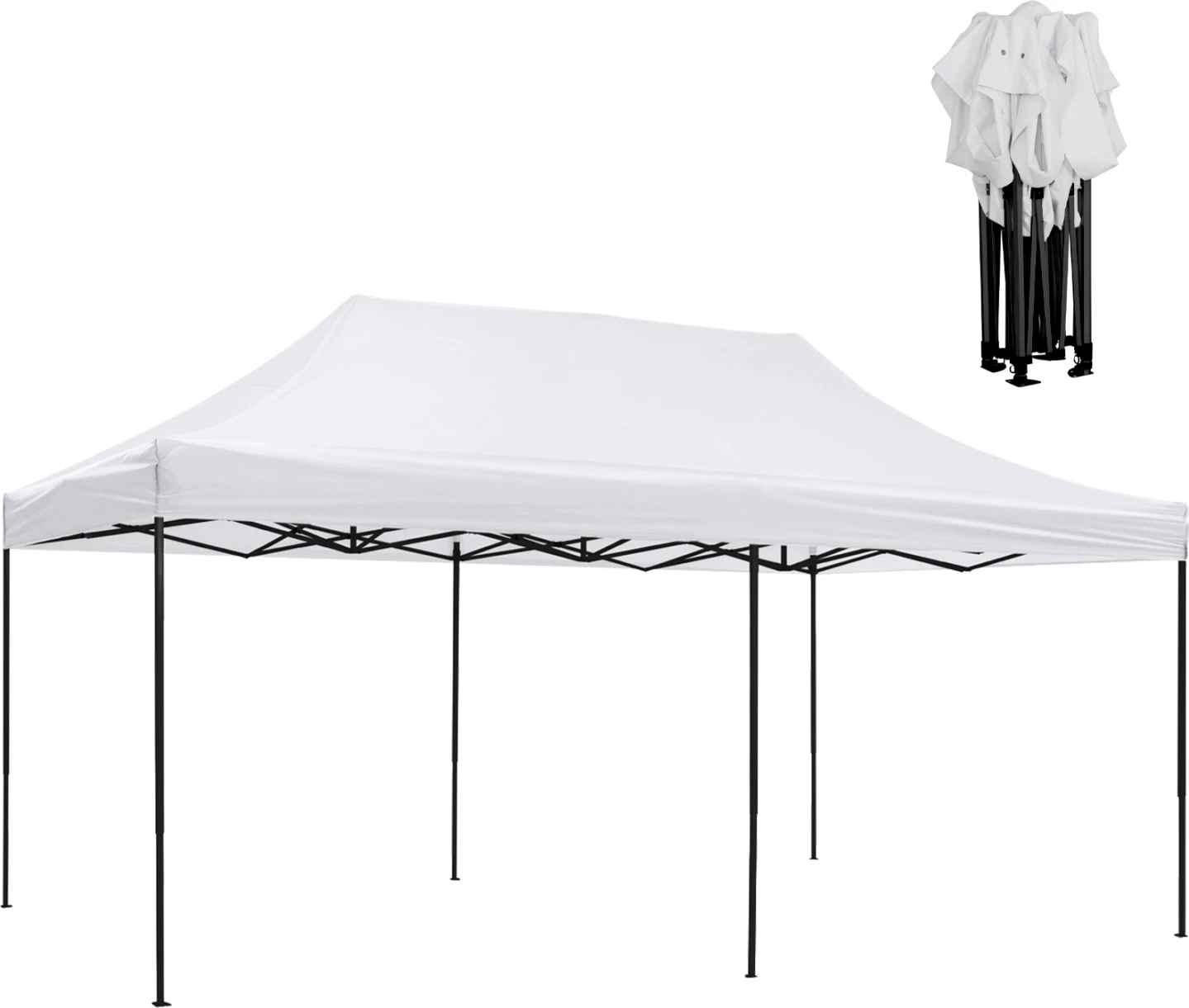 Gazebo MATTHEW FH6312 i palosshëm, metal, kornizë e zezë, hije e bardhë, 3x6x3,10Hm