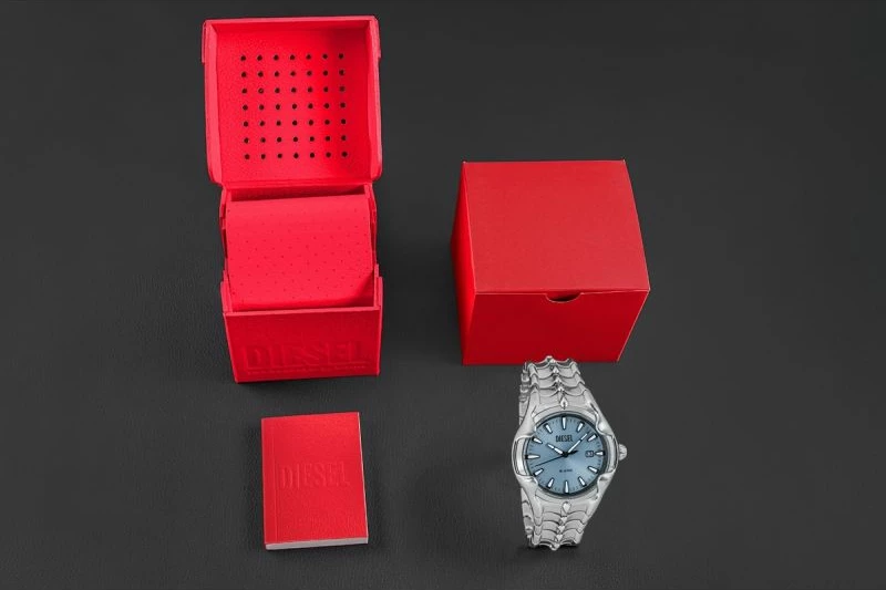 Orë dore për meshkuj DIESEL, argjendtë/blu