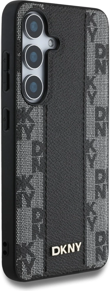 Mbështjellës DKNY për Samsung Galaxy S25, me MagSafe, Lëkurë, Checkered Pattern, Zi