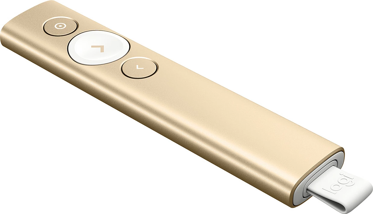 Prezantues Logitech Spotlight, Bluetooth/RF, USB, 30 m, ngjyrë ari