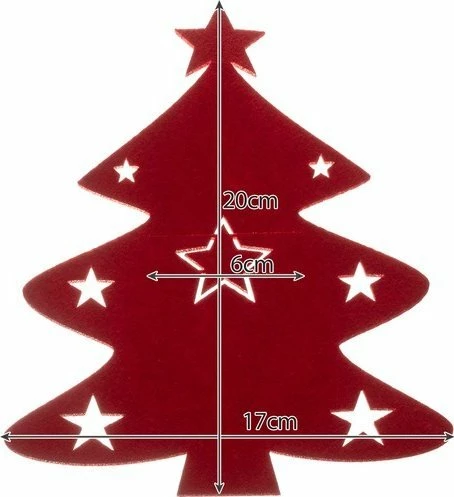 Mbajtëse takëmesh Ruhhy Christmas Tree, 12 copë, felt 17×20 cm, e kuqe