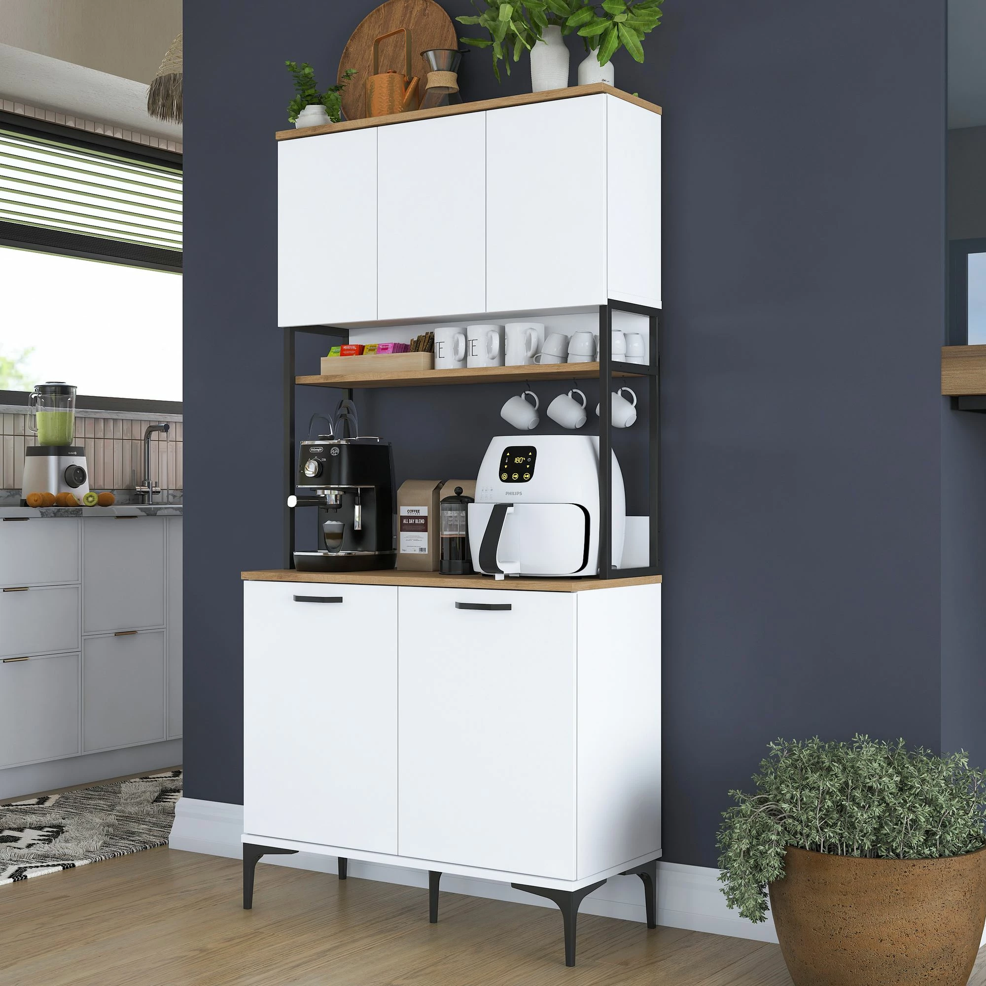 Dollap multifunksional, ngjyrë arre dhe e bardhë, Skye Decor, JE193 - 3799