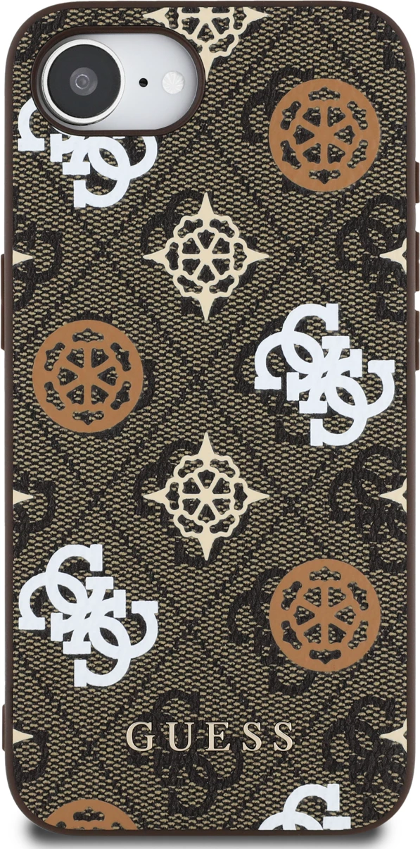 Mbështjellës Guess PU 4G Peony me MagSafe për iPhone 16e, Kafe