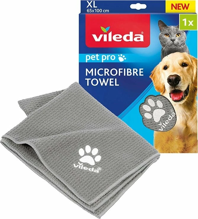 Peshqir mikrofiber për kafshë Vileda Pet Pro XL 65x100 cm, gri, 1 copë