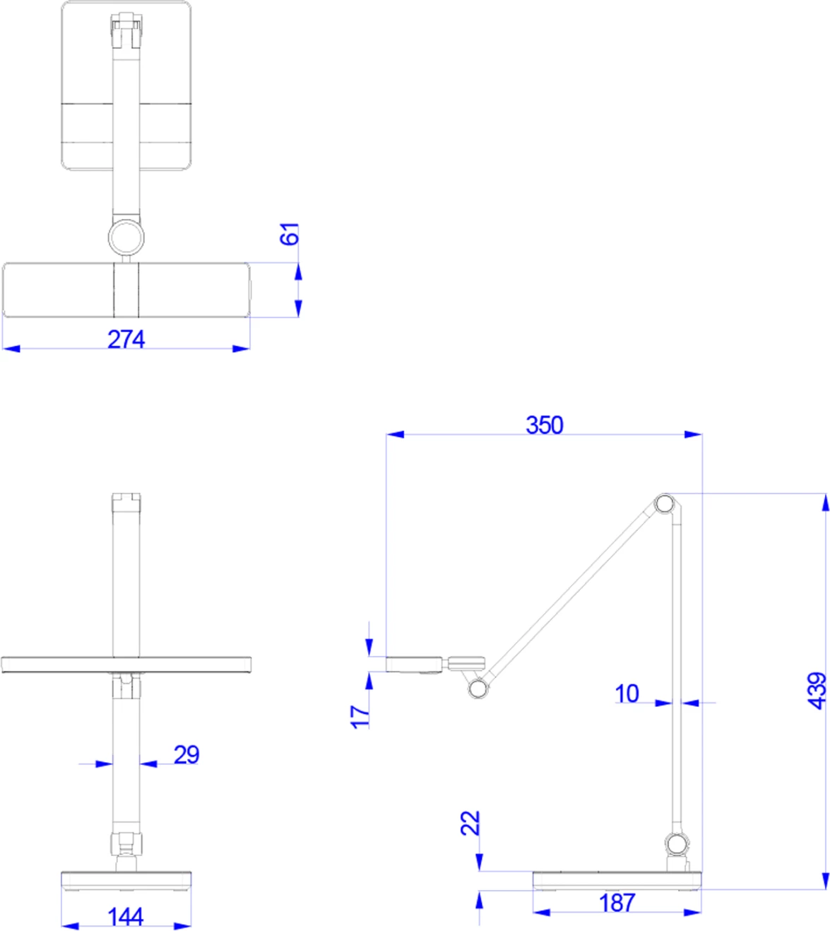 Llambë tavoline LED profesionale BLAIN PRO FH4461.02, ngjyrë e zezë e brushuar, 35x43,9H cm