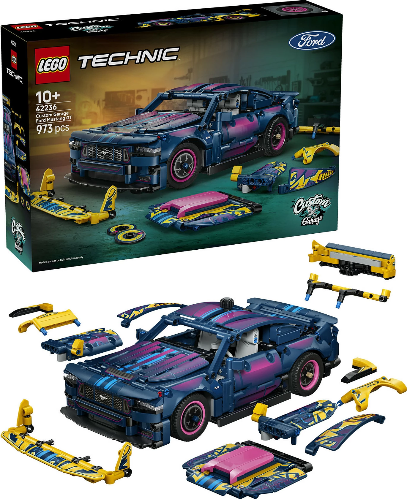 Set ndërtimi LEGO Technic 42236 Custom Garage Ford Mustang GT, 973 pjesë, 10+, shumëngjyrësh