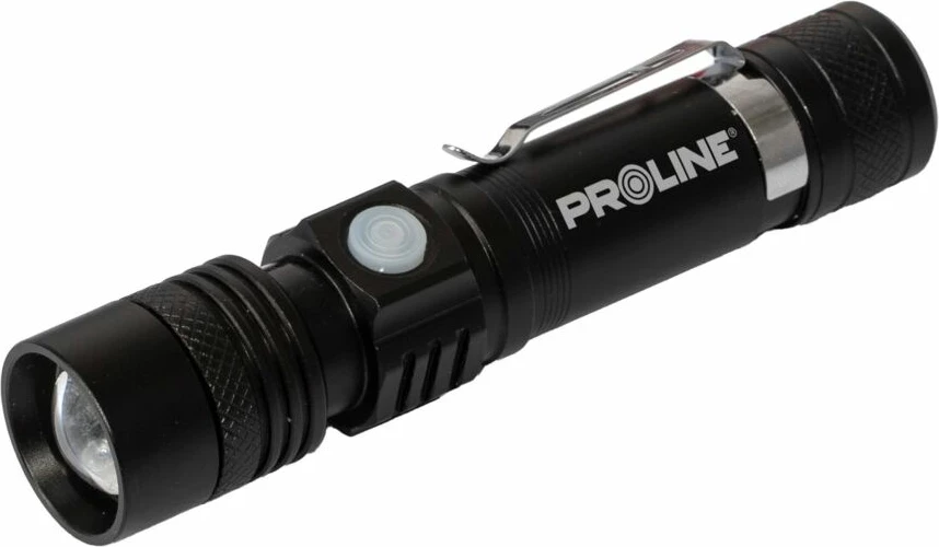 Svetilkë dore LED PROLINE 51042 300 lm, bateri 1200 mAh, USB-C, Zoom, e zezë, me kabllo