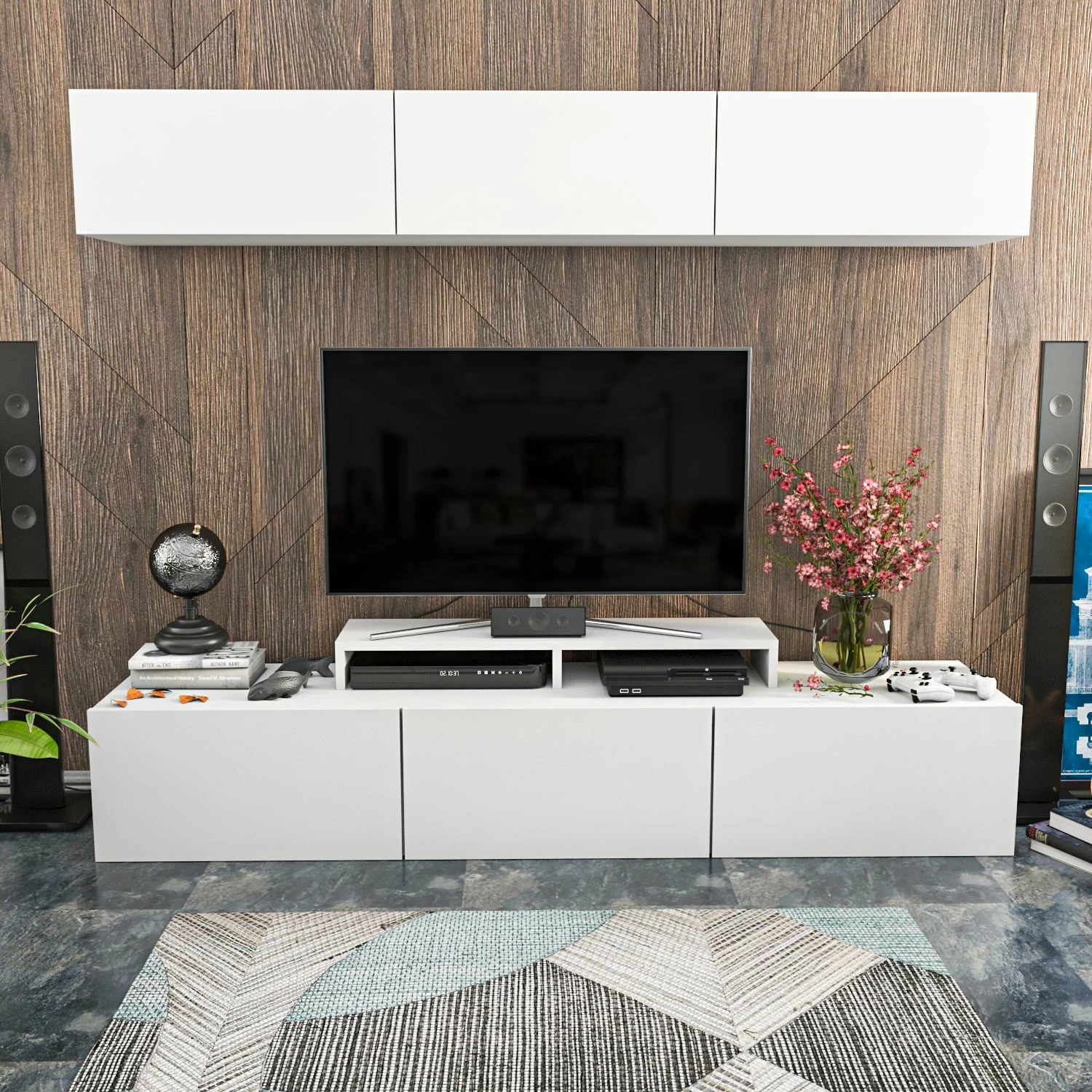 Komodë TV Hanah Home, Line, e bardhë