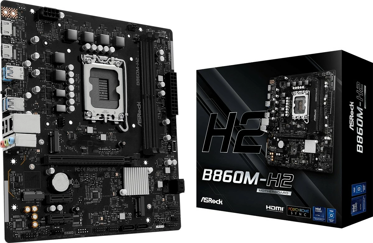 Pllakë amë ASRock B860M-H2, LGA 1851, micro ATX, DDR5, e zezë