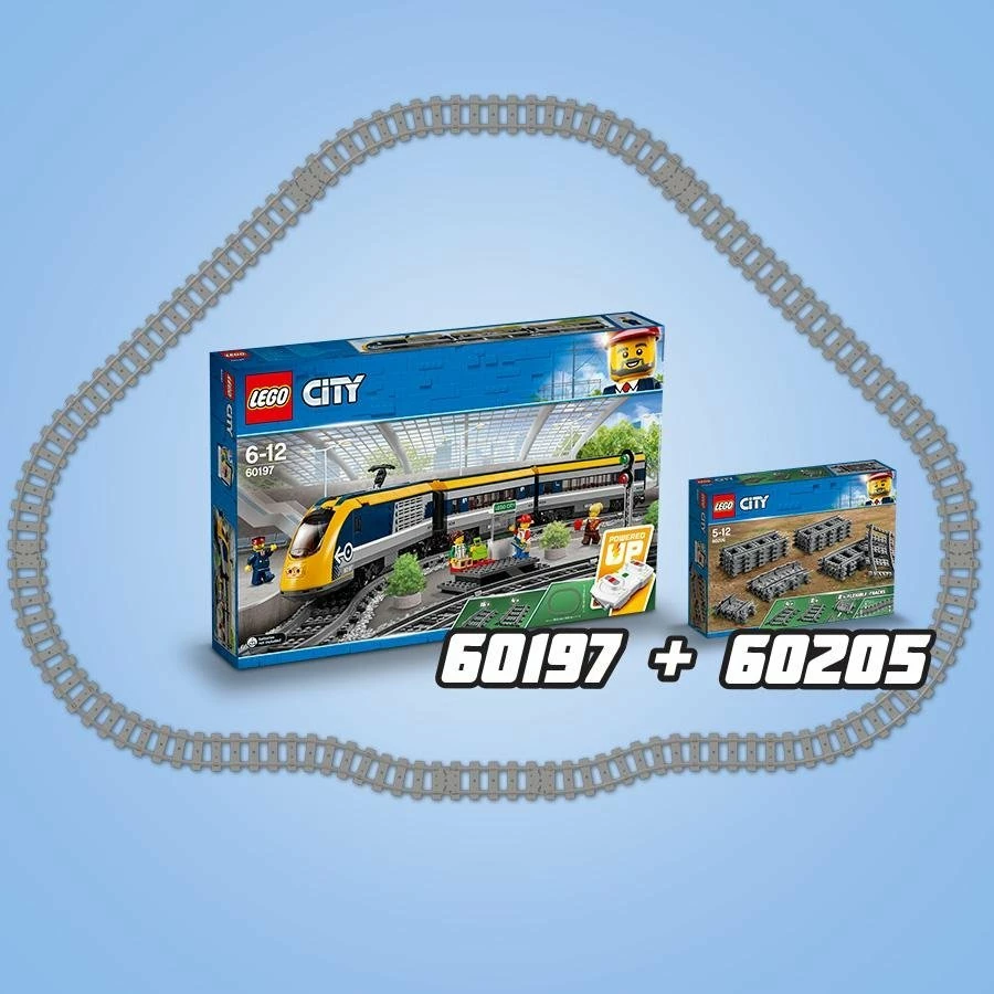 Set shina treni LEGO City 60205, 20 copë, zgjerim hekurudhe, gri