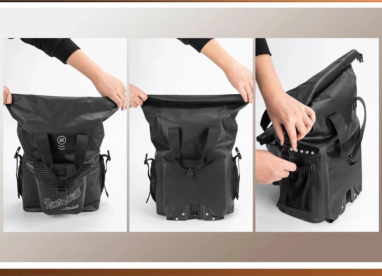Çantë timoni Rockbros AS-158 18L për biçikletë palosëse Brompton, e zezë