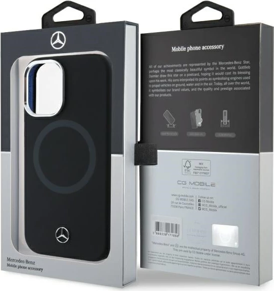 Mbështjellës Mercedes MEHMP16S23SUTTK për iPhone 16 6.1", silikon, MagSafe, zi