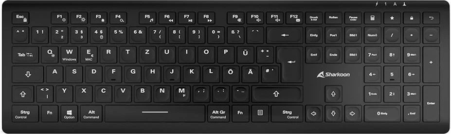 Tastierë Sharkoon OfficePal K30W, DE layout, Rubberdome, e zezë