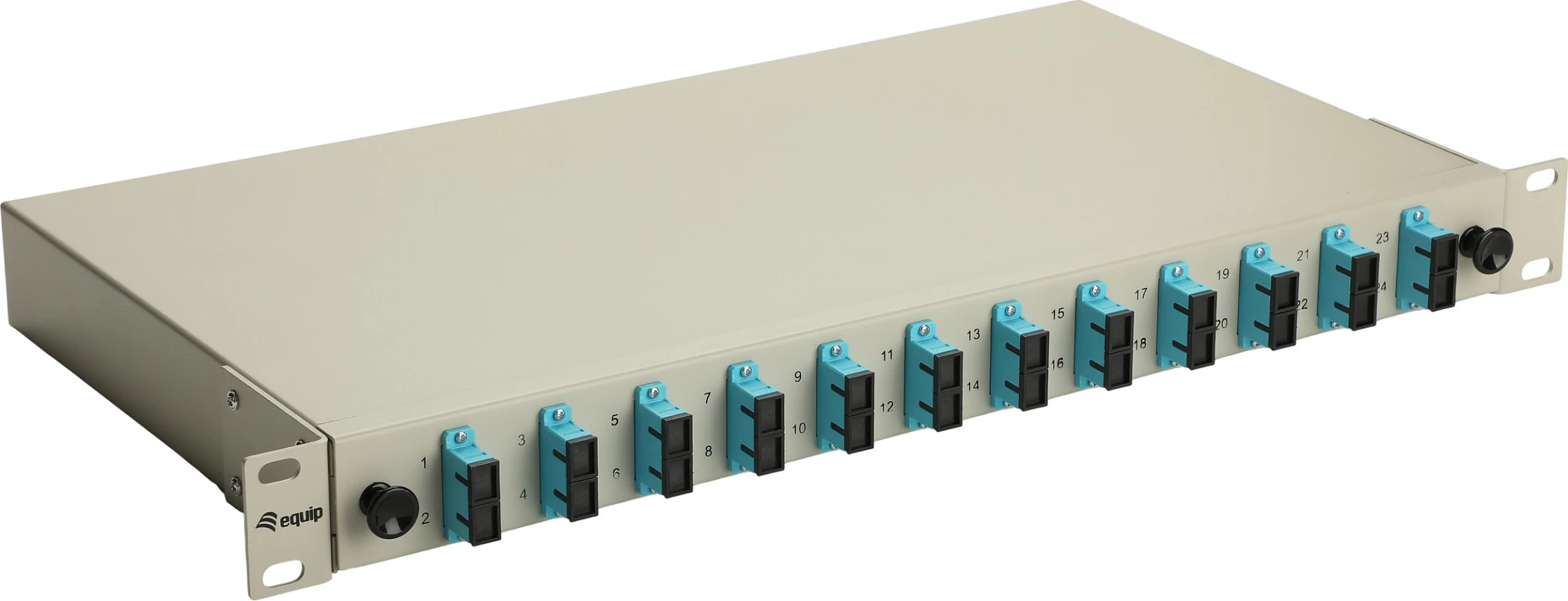 Kuti splice fibër optike EQUIP 337303, 12-Port SC Duplex OM3, 1U Rack, Gri