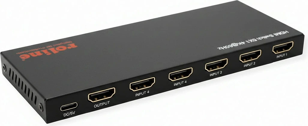 Switch HDMI ROLINE 4K 5x1 me telekomandë, i zi