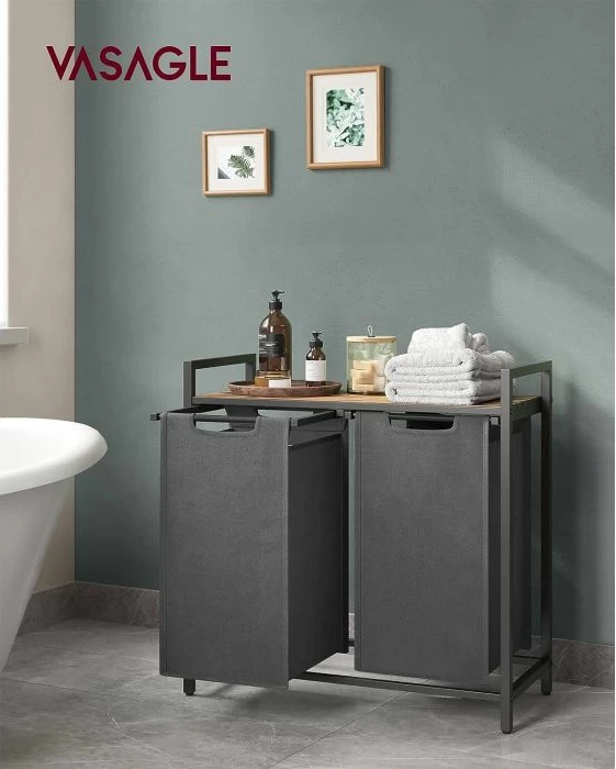 Shportë rrobash VASAGLE BLH201G01, 2 ndarje 92 L, me raft, e zezë