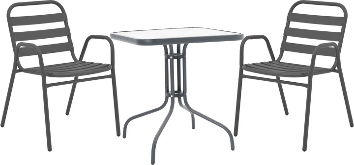 Tavolinë me karrige për terasë, ngjyrë antracit,, 70x70x70cm