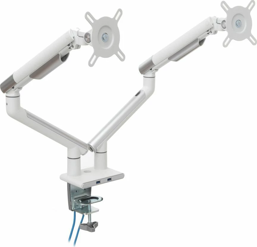 Mbajtëse monitori për tavolinë Art RAMM L-20GD, për 2 monitorë 17\"-32\", VESA 75x75/100x100, deri 9 kg, gas spring, e bardhë