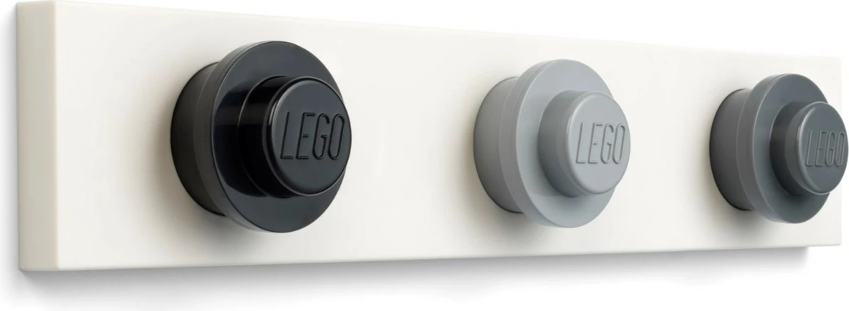 Varëse muri LEGO, rack me 3 grepa, 33 cm, zi/gri e çelët/gri