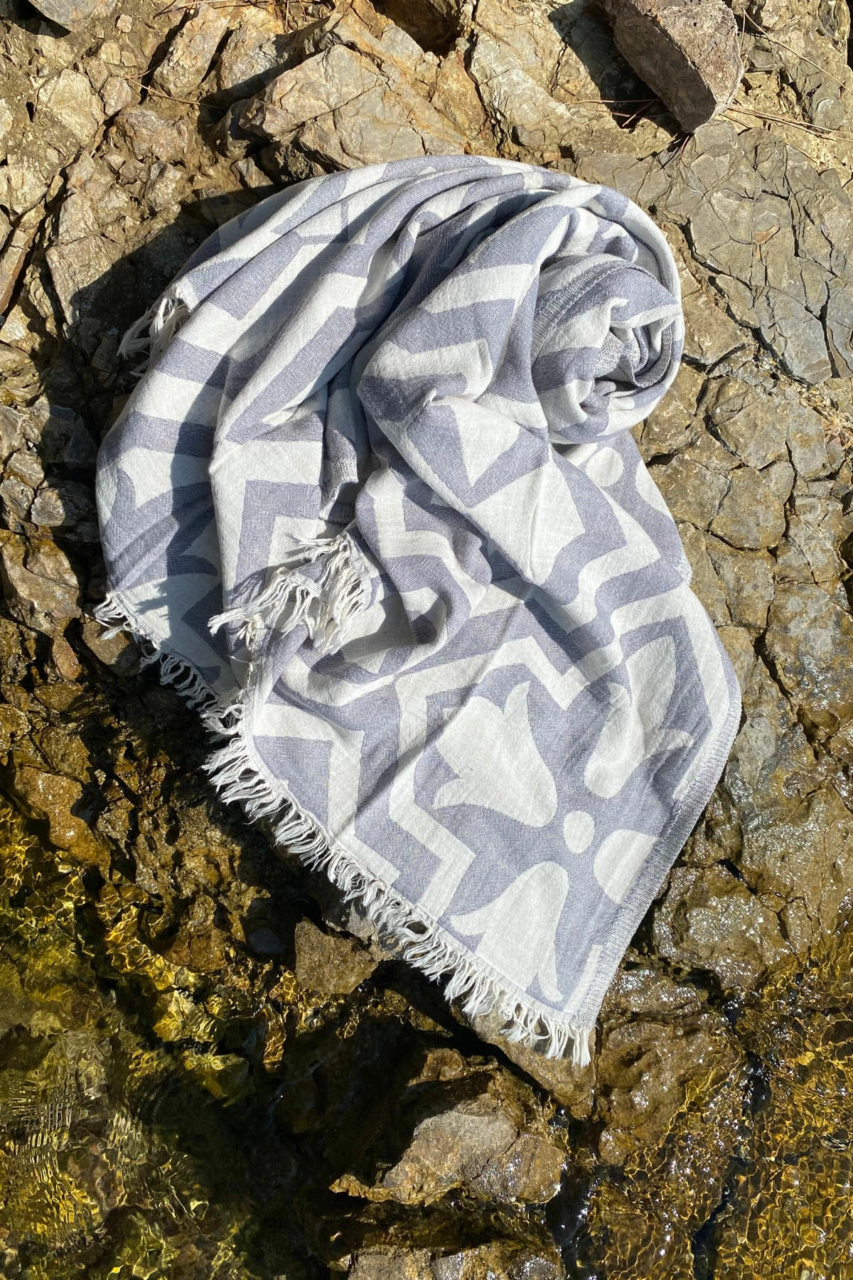 Peshqir plazhi Fouta, Lalezar, ngjyrë gri, Mijolnir, 90x170cm