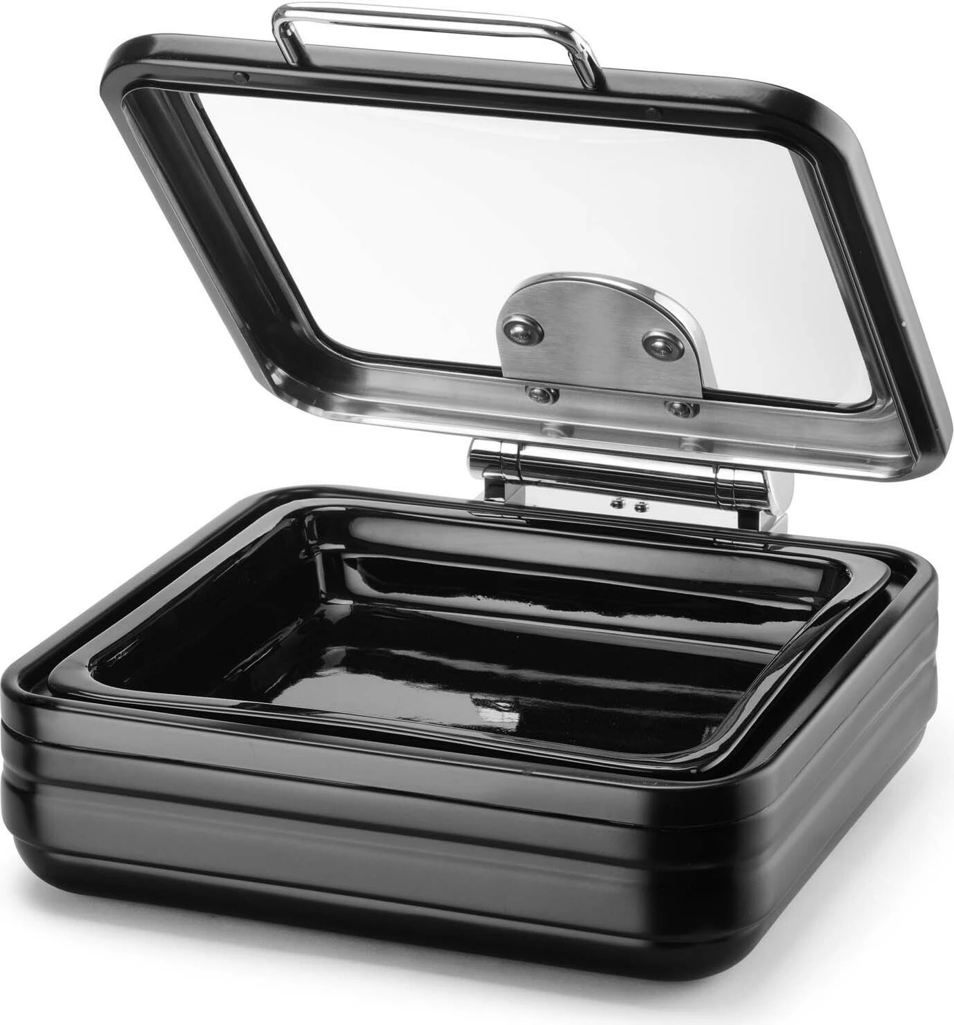 Chafing dish induksion, Fine Dine De Luxe GN 2/3, çelik inox, kapak xhami, e zezë