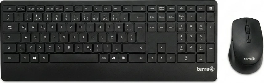 Tastierë + maus wireless Terra Desktop 4000, USB, QWERTZ, 105 taste, e zezë